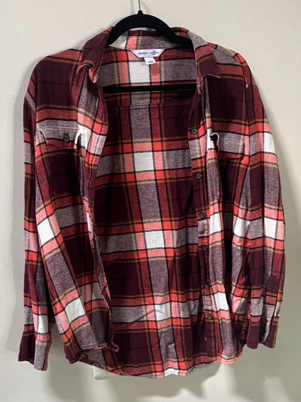 Old Navy Medium Red and White Flannel